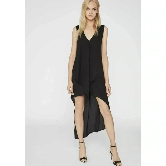 BCBG MaxAzria Tara Cascade Ruffle Dress Solid Black: XS - Picture 1 of 11